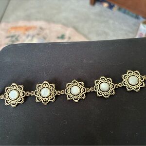 Lucky Brand Gold and Cream Floral Bracelet